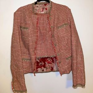 Floral vintage pattern matching blazer and skirt set